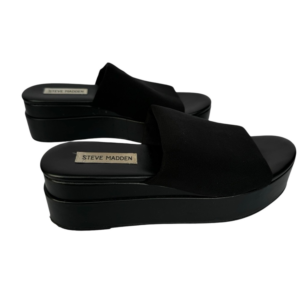 Vintage 90s Y2K Steve Madden Slinky Black Chunky Platform Sandals Womens 9